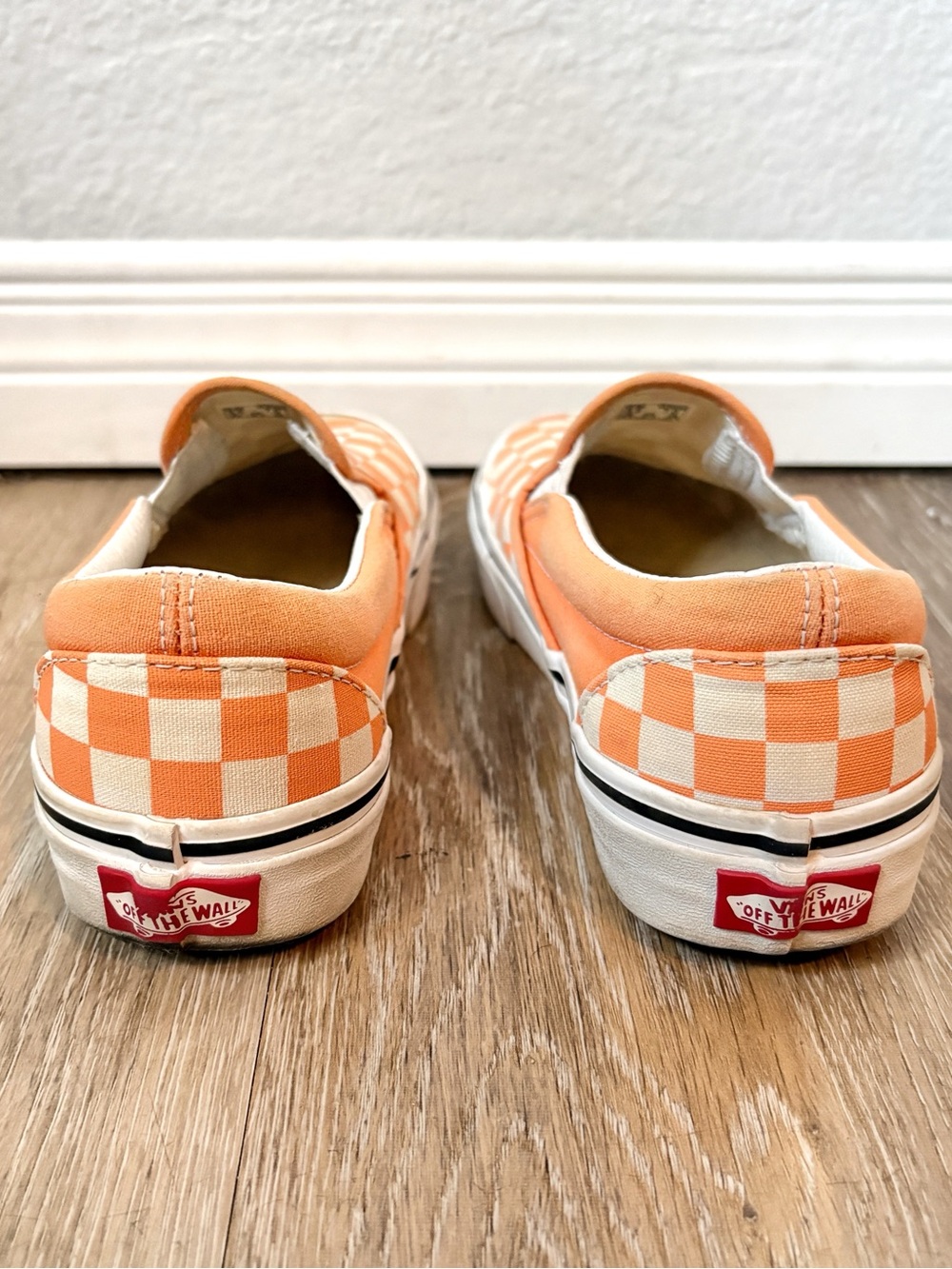 Vans Slip-On Checkerboard Sneakers - Orange/White - Picture 3 of 6